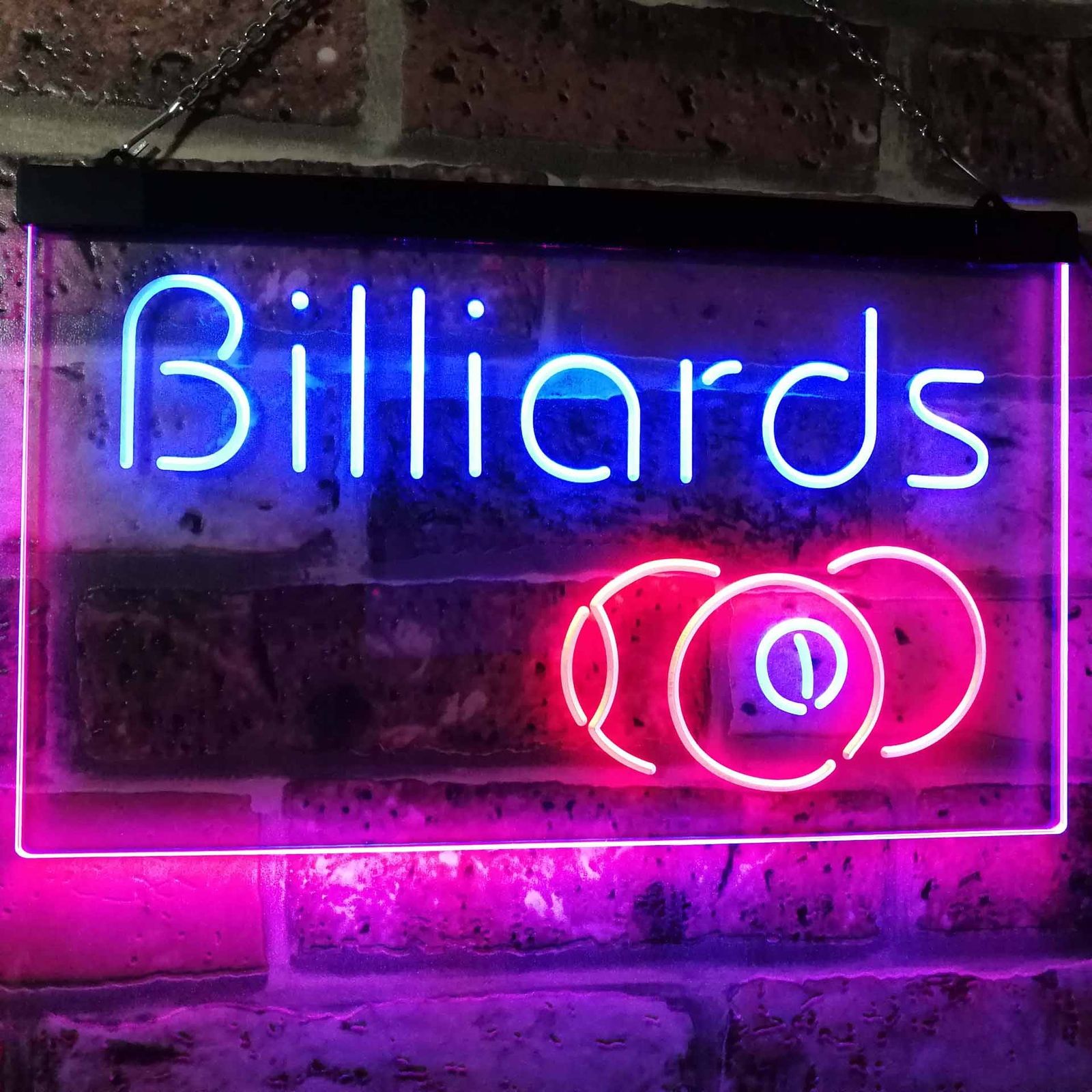 Billiards 9 Ball Game Room Dual Color Led Neon Sign